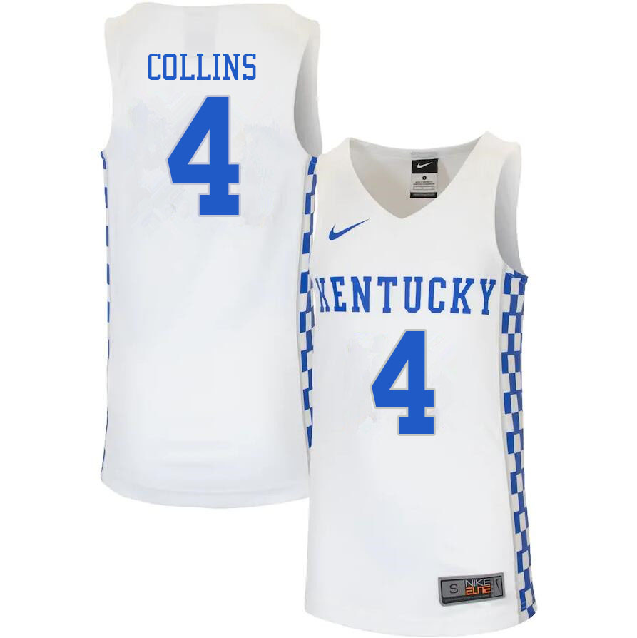 Men #4 Daimion Collins Kentucky Wildcats College Basketball Jerseys Sale-White